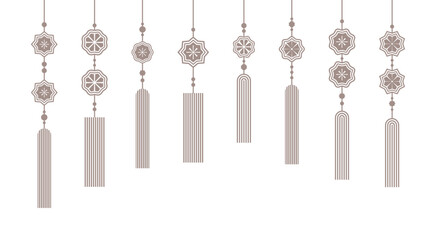 전통적인 스타일의 꽃 문양 노리개 장식 세트