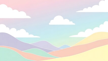 Obraz premium Abstract landscape illustration with colorful hills and sky copy space background
