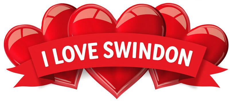 I Love Swindon Red Hearts Banner