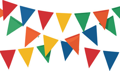 Colorful pennant flags, festive decoration, party bunting vector, celebration banner, cheerful event decor, cad drawing flat vector illustration