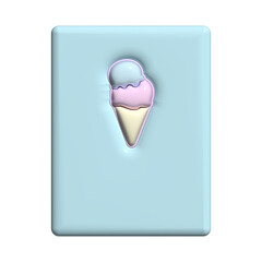 3d風のぷっくりアイスノート水色表紙★png