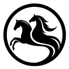 Two horse head logo silhouette