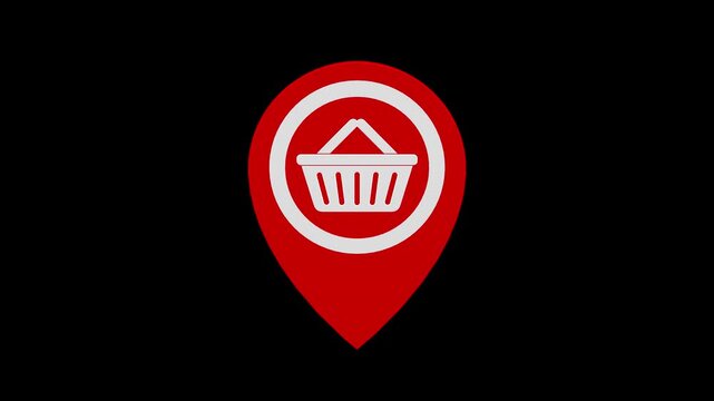 Shopping Mall map location marker animation loop with alpha channel