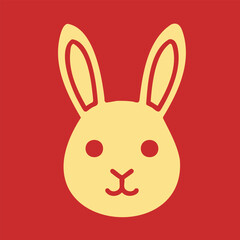 Simple flat bunny face logo design for Chinese New Year festival