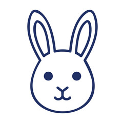 Simple blue outline bunny logo design for pet shop and creative branding