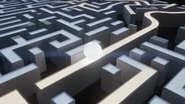White egg illuminates a bright path through a complex maze