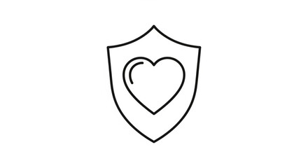 A protective shield embracing a heart, symbolizing care and safety in a simple illustration