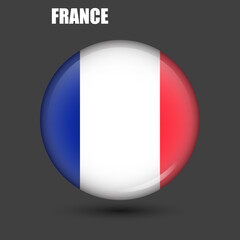 The national flag of France is round.Vector.A round 3d flag icon with high detail.A spherical illustration of the flag.