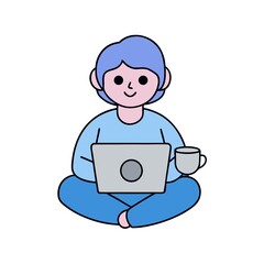 Fototapeta premium Freelancer remote work flat vector illustration