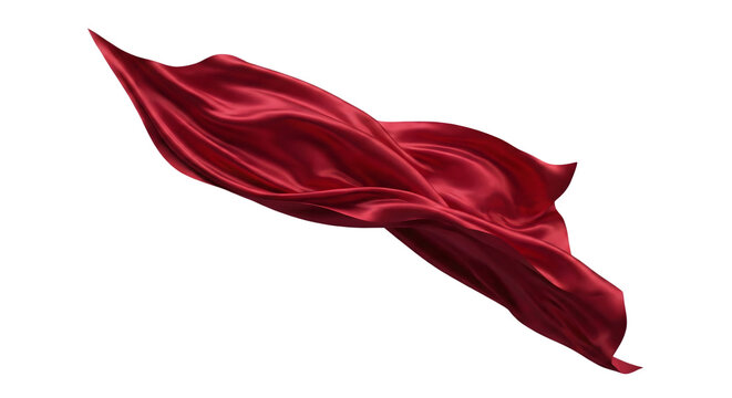 Flowing Red Silk Fabric Swirl Elegant Drapery Motion Abstract Elegant Waves isolated on transparent background