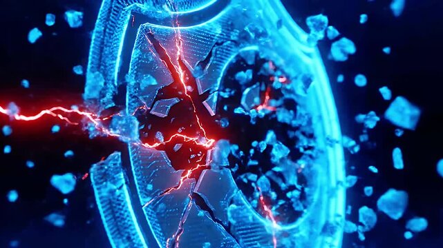 Glowing Blue Shield Icon Cyber Security Protection Technology Abstract Futuristic Digital Background for Website Design and App Interface