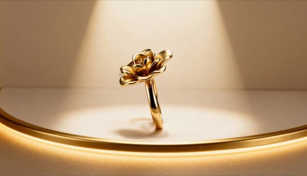 elegant flower ring rotating golden rim lighting perfect for national wedding month