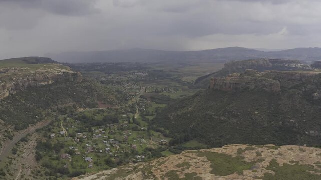 Aerial, Stunning Landscapes Around Roma, Lesotho