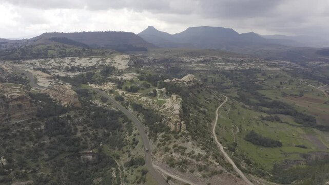Aerial, Stunning Landscapes Around Roma, Lesotho