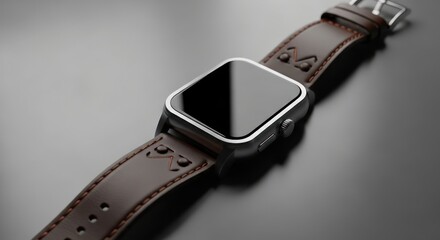 Sophisticated smartwatch with a classic leather strap melding technology and tradition flawlessly