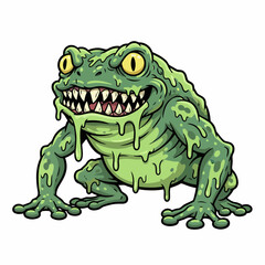Fototapeta premium Scary green monster with sharp teeth