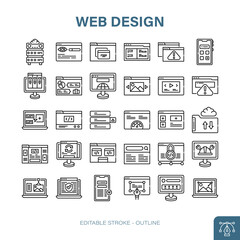 Fototapeta premium Web Design Outline Icons Set