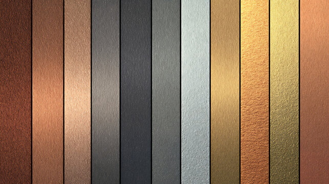 Vertical Swatches of Brushed Metal Textures in Various Colors