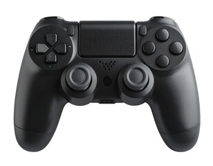 Black gaming controller with dual analog sticks, buttons, and touchpad