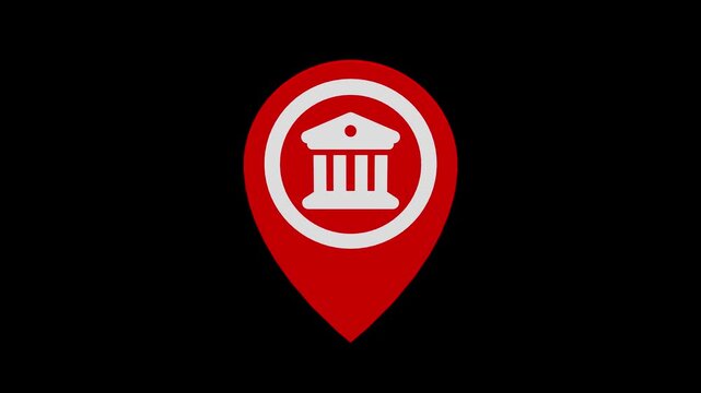 Bank map location marker animation loop with alpha channel