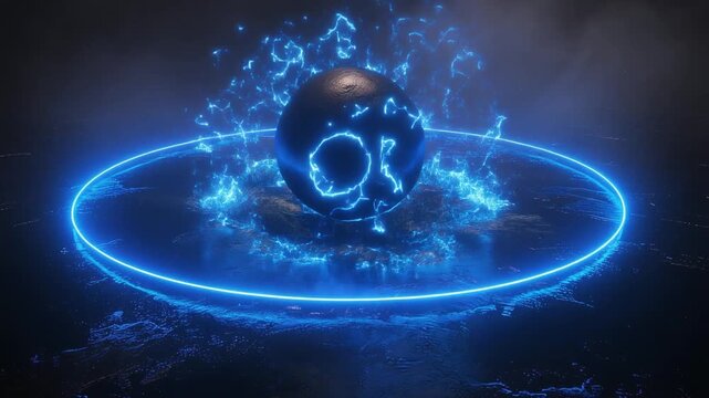 Autophagy sparks all the feels as energy sphere implodes in a futuristic digital landscape.mp4