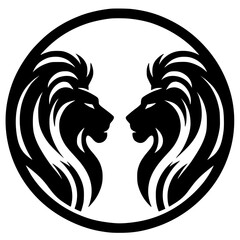 Silhouette of two lion heads © Breck