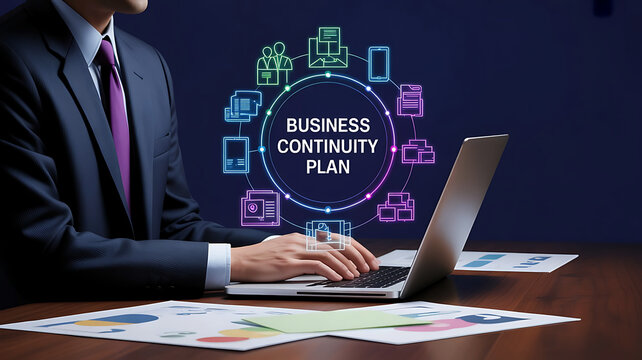 Business continuity plan with AI strategy digital growth and financial success