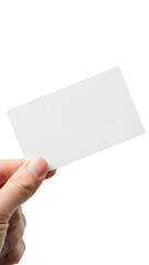 Fototapeta premium Hand holding blank card isolated on transparent background