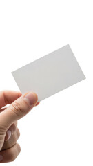 Obraz premium Hand holding business card isolated on transparent background