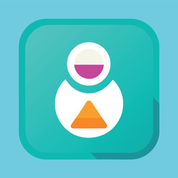 Flat icon silhouette of a business woman on a web button: vector illustration for mobile applications and internet design concept 