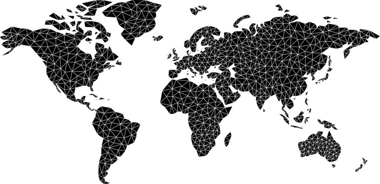 Triangles world map background illustration of world map made up of mesh of triangle shapes