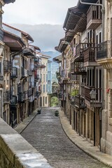 Street in Historic Old Town of Hondarribia, Basque Country, Spain