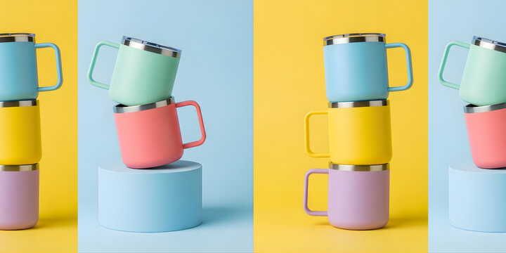 Mockup Stainless Steel Mug coffe brend