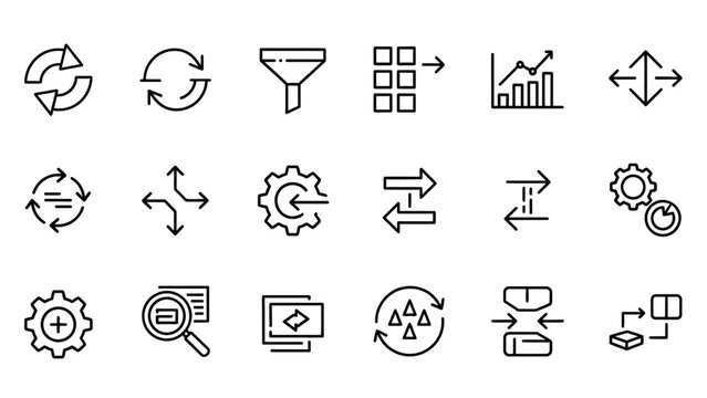 Business process management icons set.