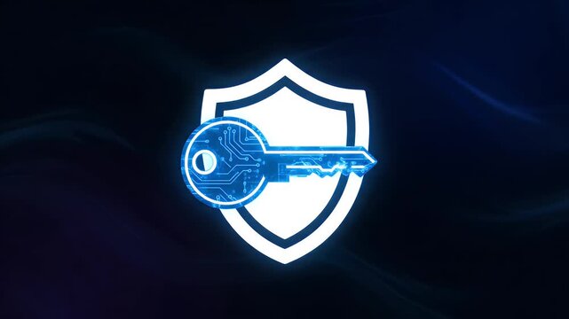 Digital Key and Shield Symbolizing Data Security and Privacy Protection