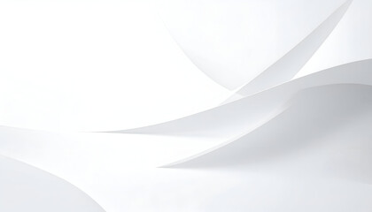 Abstract white wavy background with soft shadows and smooth curves.