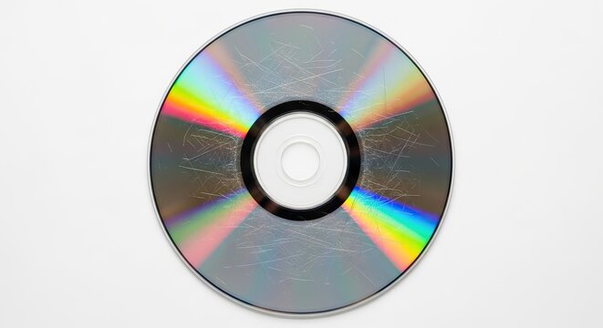 Scratched Compact Disc surface showing wear and tear.