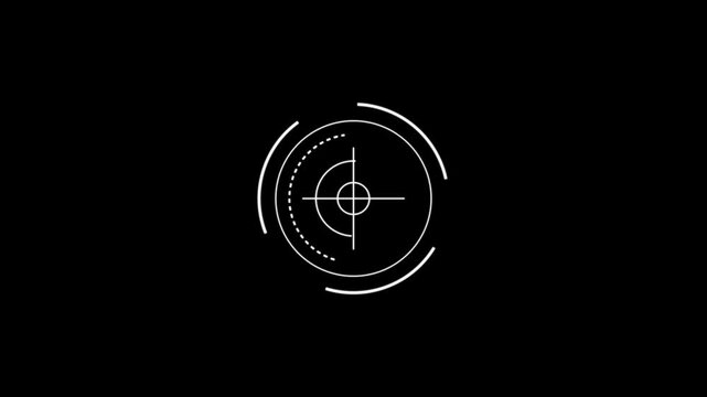 PNG Alpha. Circle HUD technological futuristic elements. Sci-Fi circle elements appearing and disappearing within 10 seconds .Technological HUD template. 2D Texture for broadcast future design.