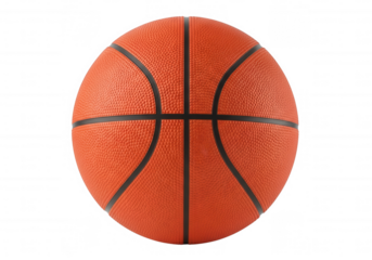 Orange basketball with black stripes isolated on a transparent background