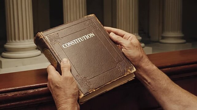 Book of the constitution in a courthouse.