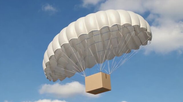 Delivery package with a parachute.