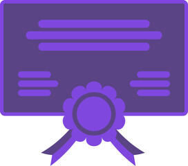 Purple Certifiace with Gold Seal and RIbbon, Award Icon