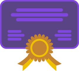 Purple Certifiace with Gold Seal and RIbbon, Award Icon