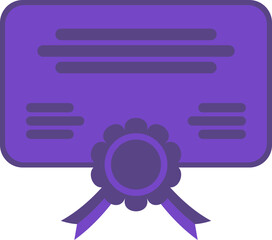 Purple Certifiace with Gold Seal and RIbbon, Award Icon