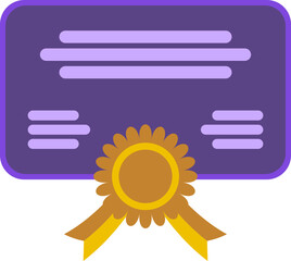 Purple Certifiace with Gold Seal and RIbbon, Award Icon
