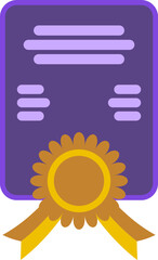 Purple Certifiace with Gold Seal and RIbbon, Award Icon