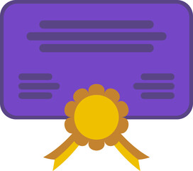 Purple Certifiace with Gold Seal and RIbbon, Award Icon