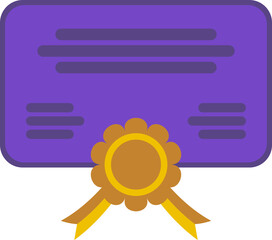 Purple Certifiace with Gold Seal and RIbbon, Award Icon