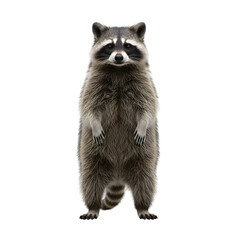 Obraz premium Cute realistic raccoon standing upright on hind legs isolated on transparent background