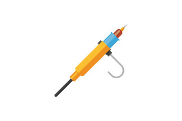 Flat design soldering iron icon, colorful illustration of a technical tool for electronics on white background